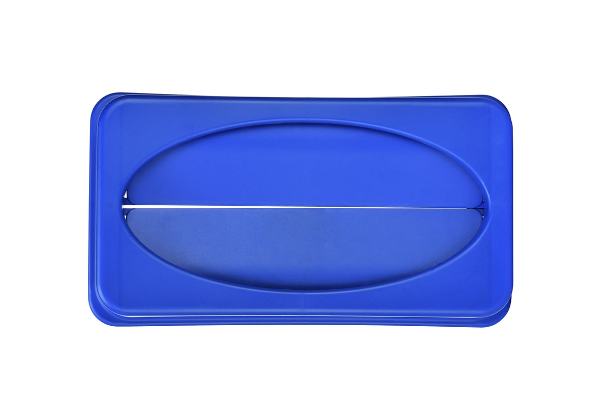 Blue Trash Can Recycle Bin and Drop Slot Lid