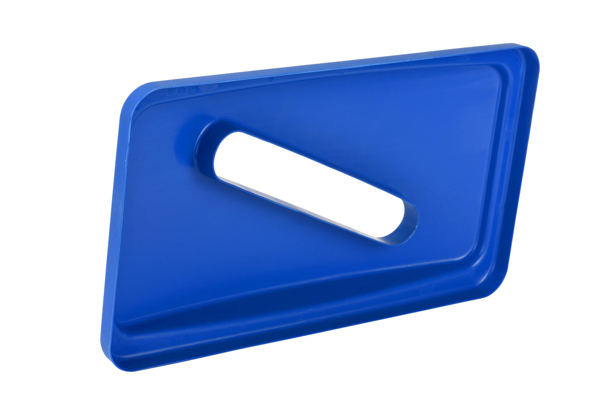 Blue Trash Can Recycle Bin and Paper Slotted Recycling Lid