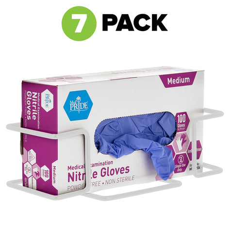 Single Box Capacity Wire Wall Mount Glove Dispenser, White 7 Pack