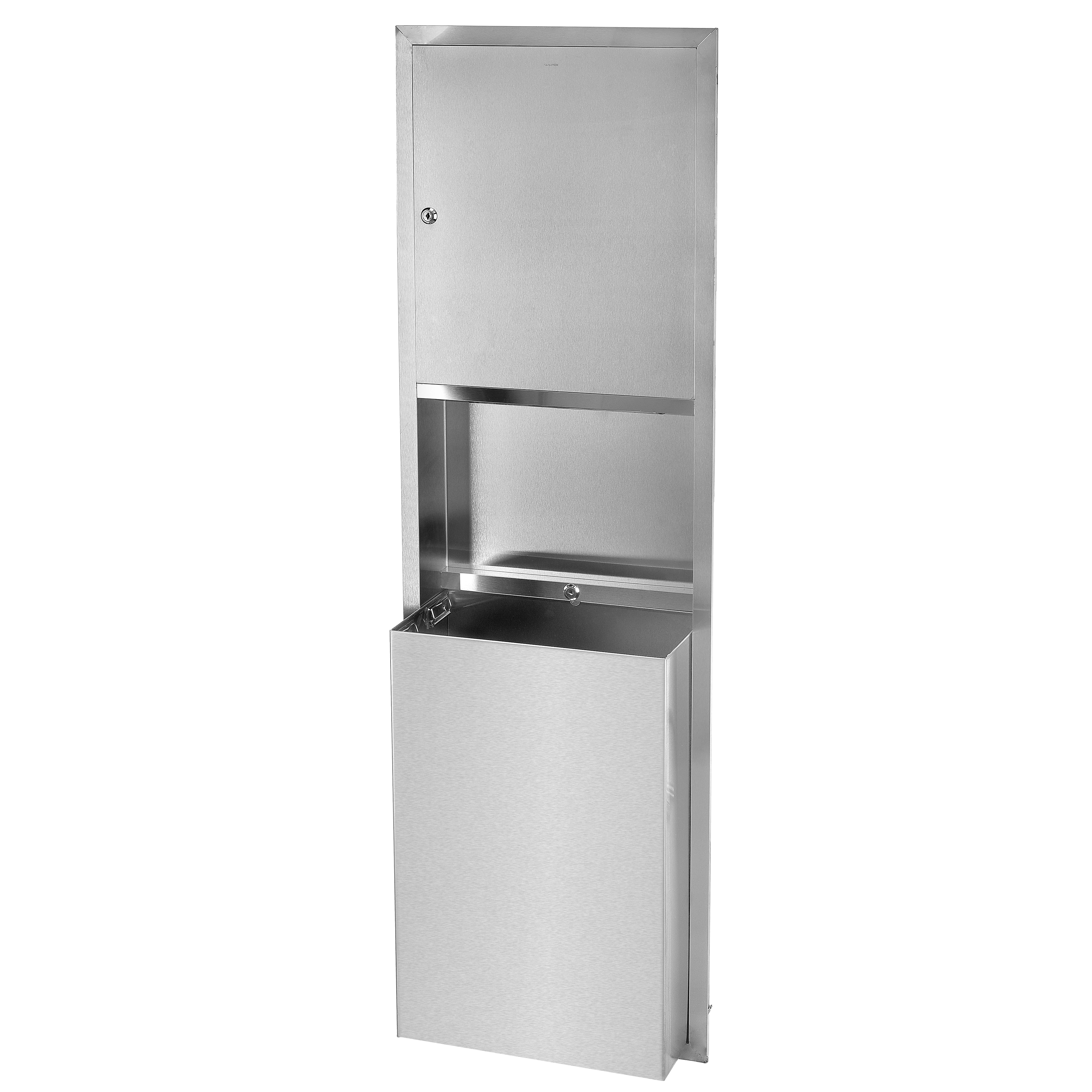 Recessed Stainless Steel Paper Towel Dispenser and Waste Receptacle Main image