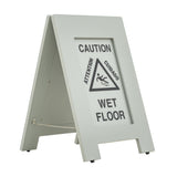 Alpine Industries Wooden Wet Floor Sign, Bilingual A-Frame Safety Sign, Gray