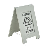 Alpine Industries Wooden Wet Floor Sign, Bilingual A-Frame Safety Sign, Gray