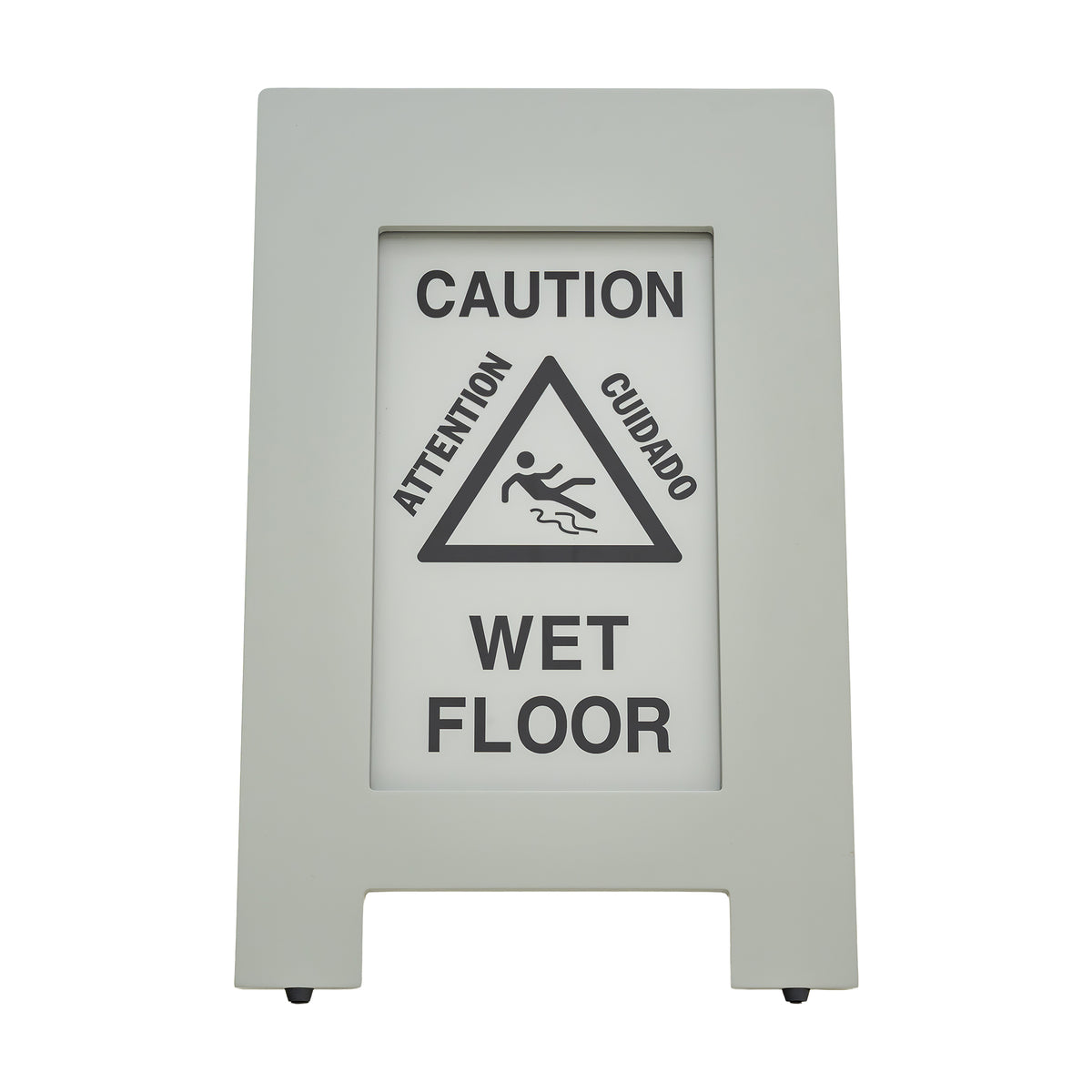Alpine Industries Wooden Wet Floor Sign, Bilingual A-Frame Safety Sign, Gray