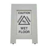 Alpine Industries Wooden Wet Floor Sign, Bilingual A-Frame Safety Sign, Gray