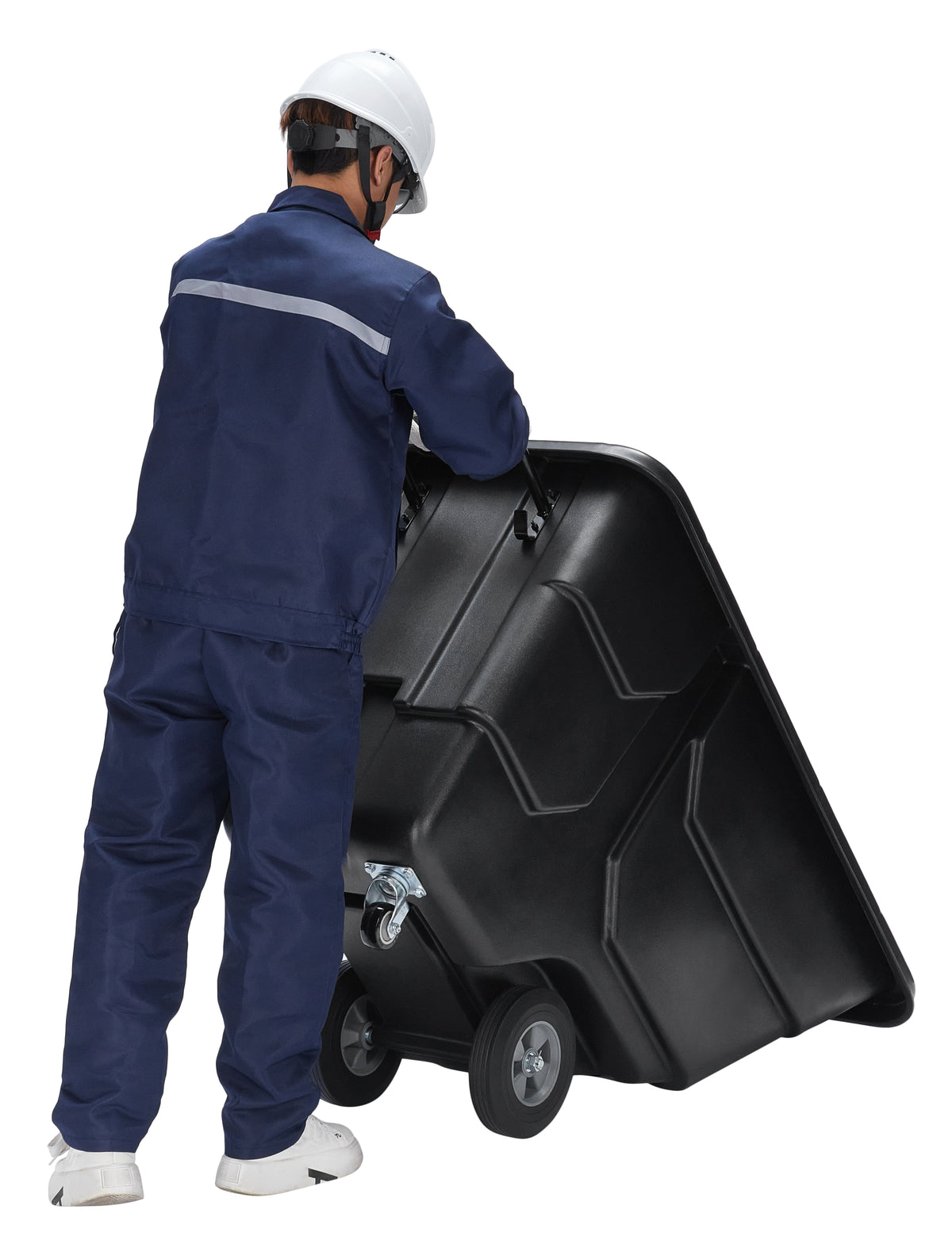 Alpine Industries 1/2 Cubic Yard Tilt Truck, 450 lb Capacity, Heavy-Duty Poly Utility Cart with Wheels, Black, 450 lb Ca