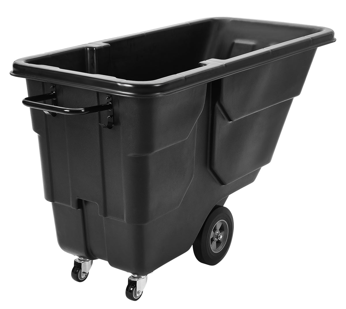 Alpine Industries 1/2 Cubic Yard Tilt Truck, 450 lb Capacity, Heavy-Duty Poly Utility Cart with Wheels, Black, 450 lb Ca