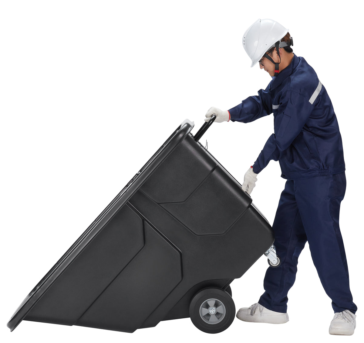 Alpine Industries 1/2 Cubic Yard Tilt Truck, 450 lb Capacity, Heavy-Duty Poly Utility Cart with Wheels, Black, 450 lb Ca
