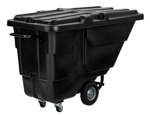 Alpine Industries 1/2 Cubic Yard Tilt Truck, 850 lb Capacity, Heavy-Duty Poly Utility Cart with Wheels, Black, 850 lb Ca