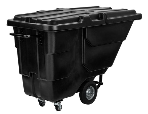 Alpine Industries 1/2 Cubic Yard Tilt Truck, 850 lb Capacity, Heavy-Duty Poly Utility Cart with Wheels, Black, 850 lb Capacity, Black