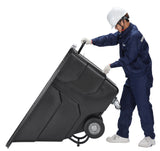 Alpine Industries 1/2 Cubic Yard Tilt Truck, 850 lb Capacity, Heavy-Duty Poly Utility Cart with Wheels, Black, 850 lb Ca