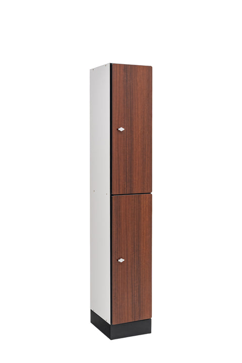 Alpine Industries Single Column, 2 Compartment, Tier Locker, Walnut