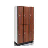 Alpine Industries Triple Column, 2 Compartment, Tier Locker, Walnut