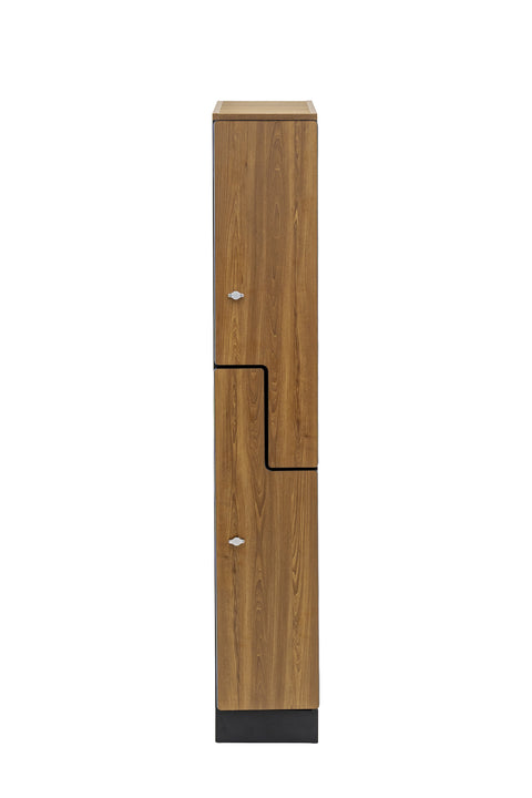 Alpine Industries Single Column, 2 Compartment, Z Style Locker, Oak