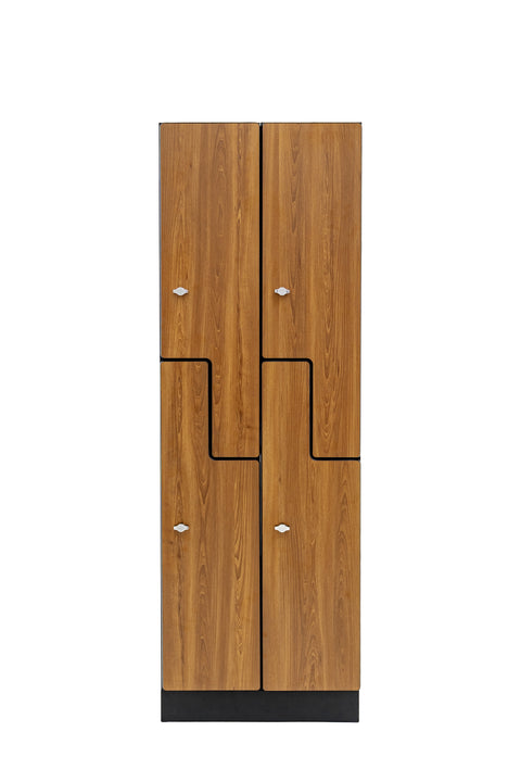 Alpine Industries Double Column, 2 Compartment, Z Style Locker, Oak