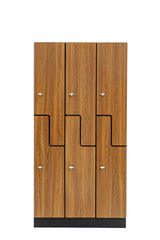 Alpine Industries Triple Column, 2 Compartment, Z Style Locker, Oak