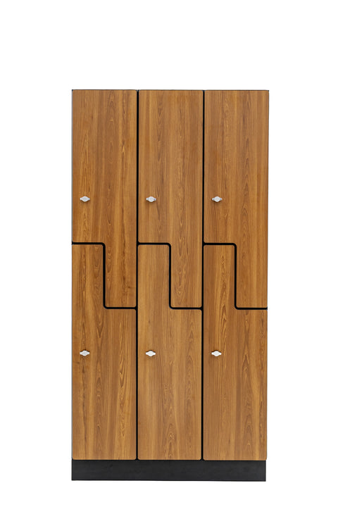 Alpine Industries Triple Column, 2 Compartment, Z Style Locker, Oak