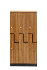 Alpine Industries Triple Column, 2 Compartment, Z Style Locker, Oak