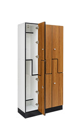 Alpine Industries Triple Column, 2 Compartment, Z Style Locker, Oak