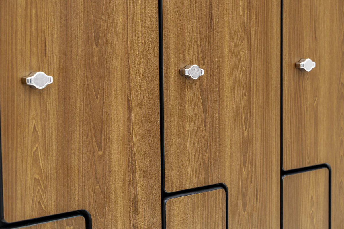 Alpine Industries Triple Column, 2 Compartment, Z Style Locker, Oak