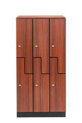 Alpine Industries Triple Column, 2 Compartment, Z Style Locker, Walnut