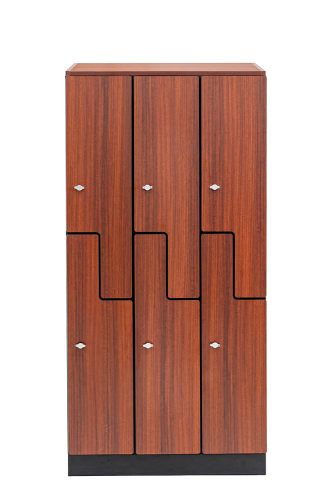 Alpine Industries Triple Column, 2 Compartment, Z Style Locker, Walnut