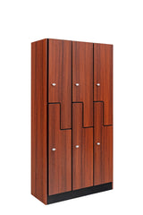 Alpine Industries Triple Column, 2 Compartment, Z Style Locker, Walnut