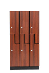 Alpine Industries Triple Column, 2 Compartment, Z Style Locker, Walnut
