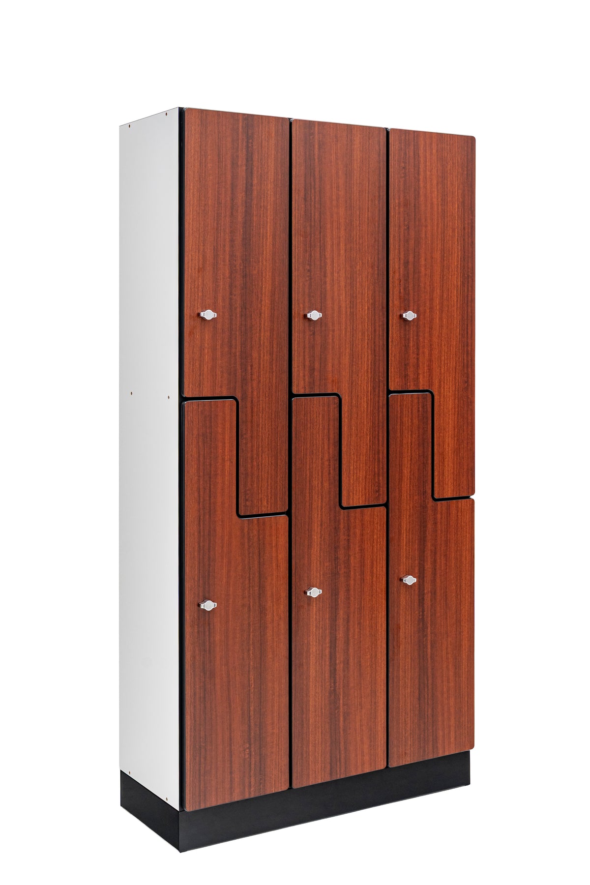 Alpine Industries Triple Column, 2 Compartment, Z Style Locker, Walnut