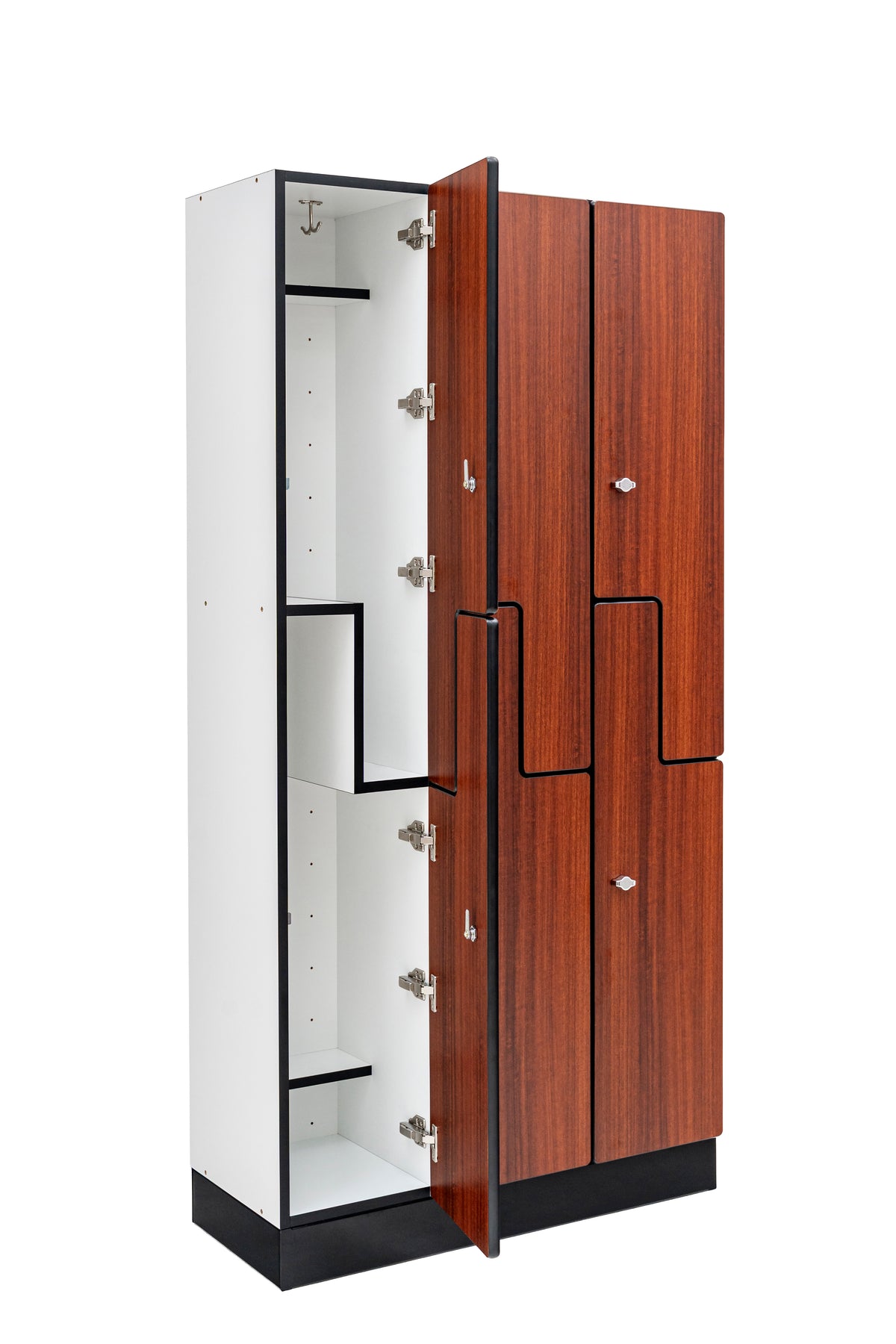 Alpine Industries Triple Column, 2 Compartment, Z Style Locker, Walnut