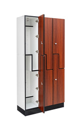 Alpine Industries Triple Column, 2 Compartment, Z Style Locker, Walnut