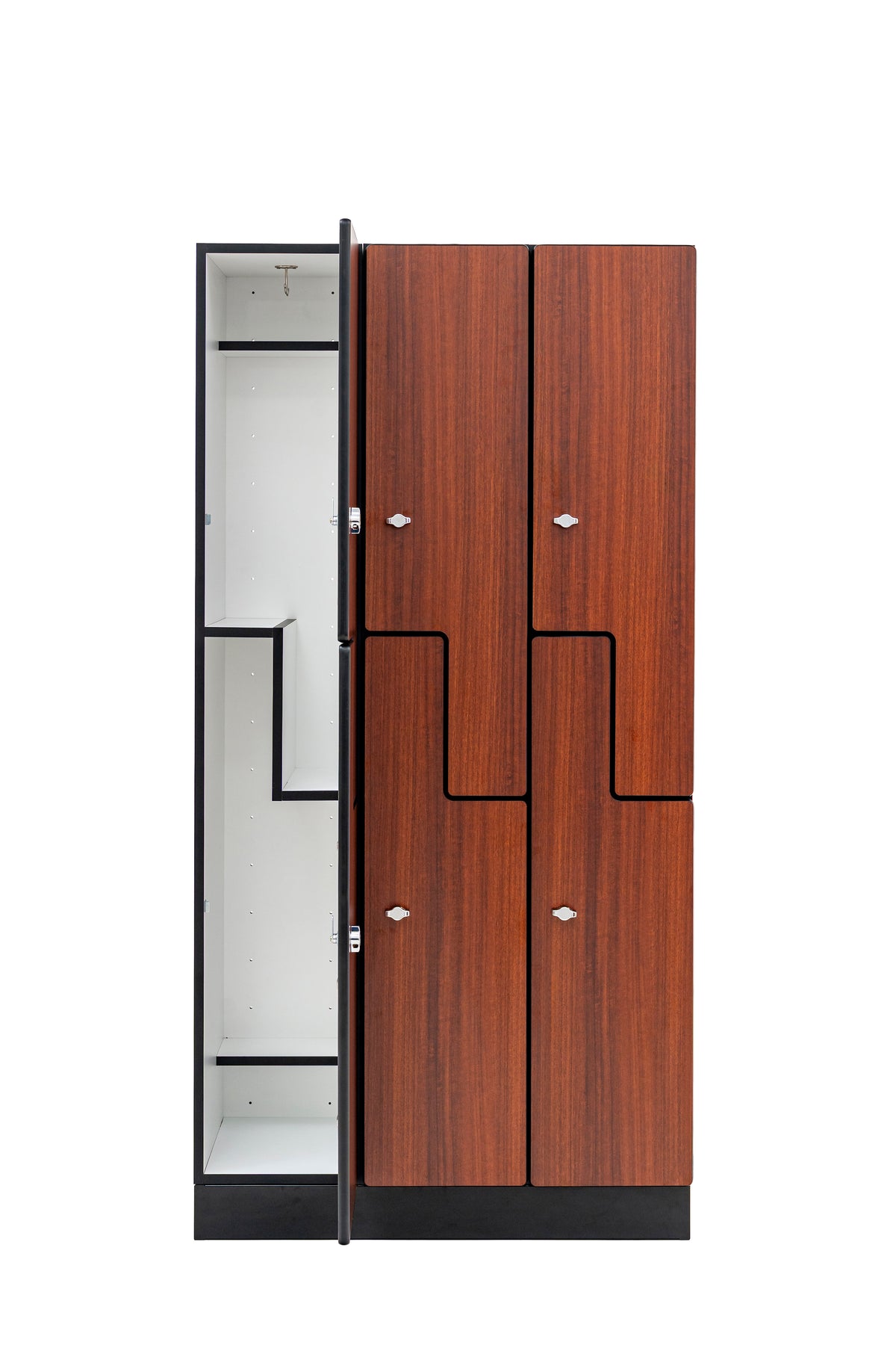 Alpine Industries Triple Column, 2 Compartment, Z Style Locker, Walnut