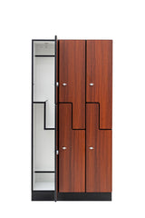 Alpine Industries Triple Column, 2 Compartment, Z Style Locker, Walnut