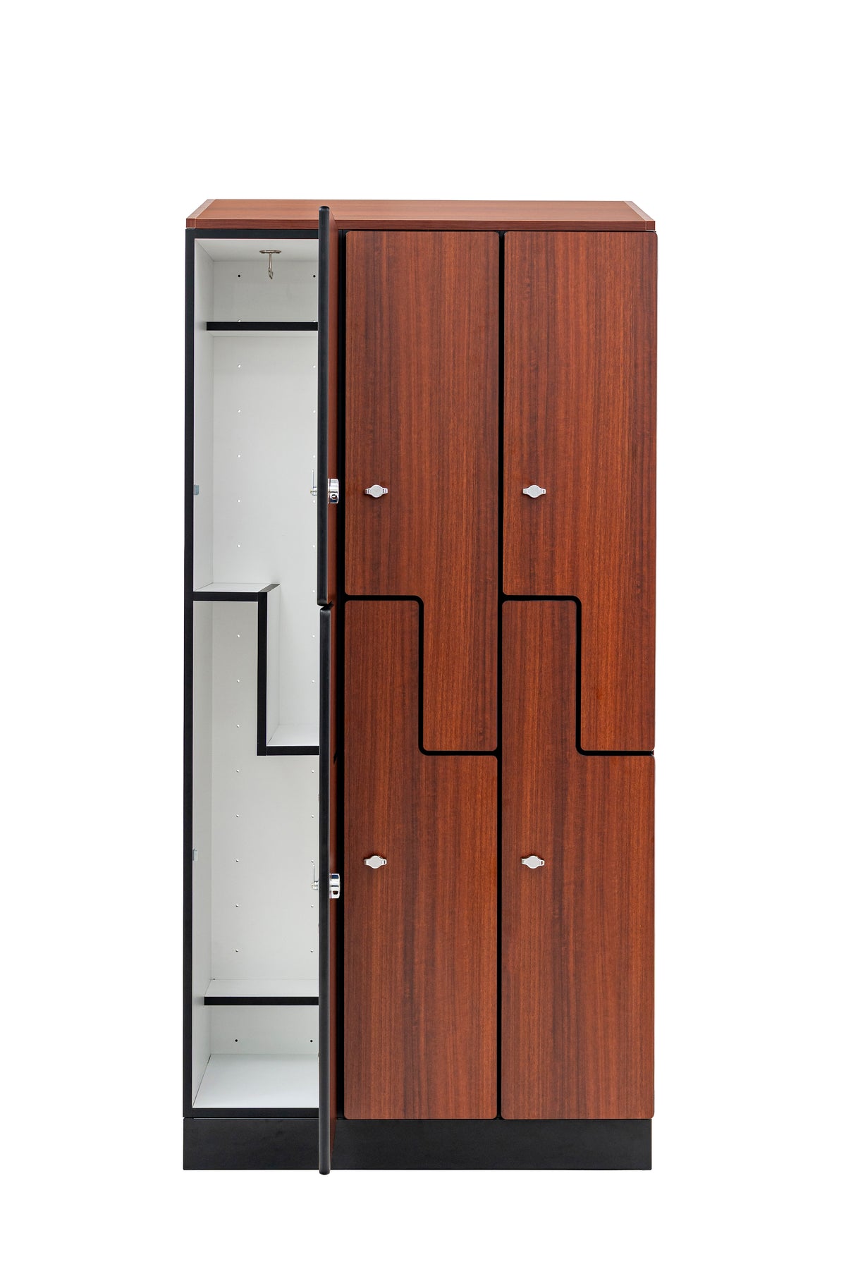 Alpine Industries Triple Column, 2 Compartment, Z Style Locker, Walnut
