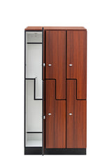 Alpine Industries Triple Column, 2 Compartment, Z Style Locker, Walnut