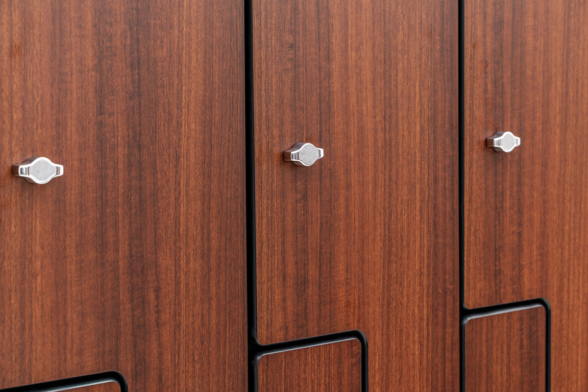 Alpine Industries Triple Column, 2 Compartment, Z Style Locker, Walnut