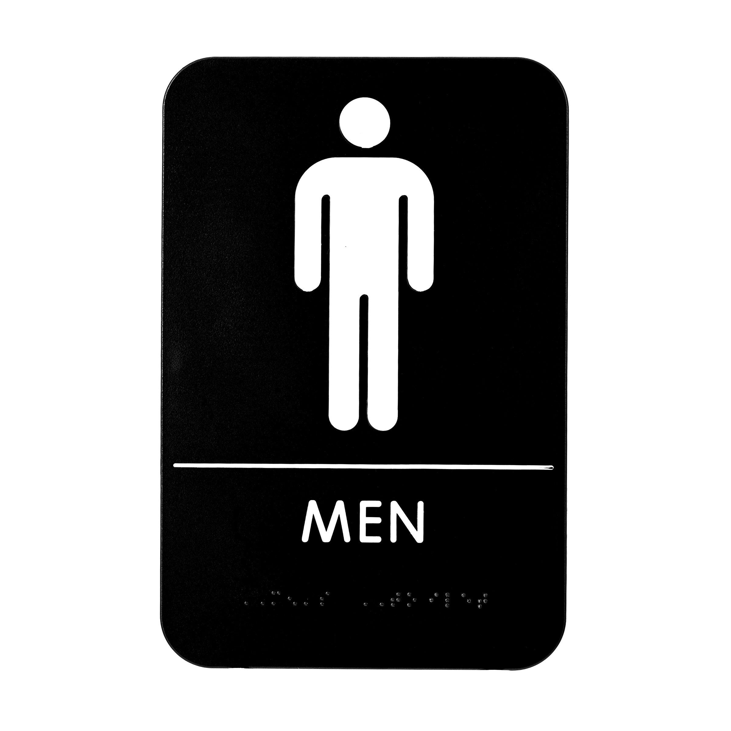 Alpine Industries Mens Braille Restroom Sign, Black/White, ADA Compliant, 6×9 Main image