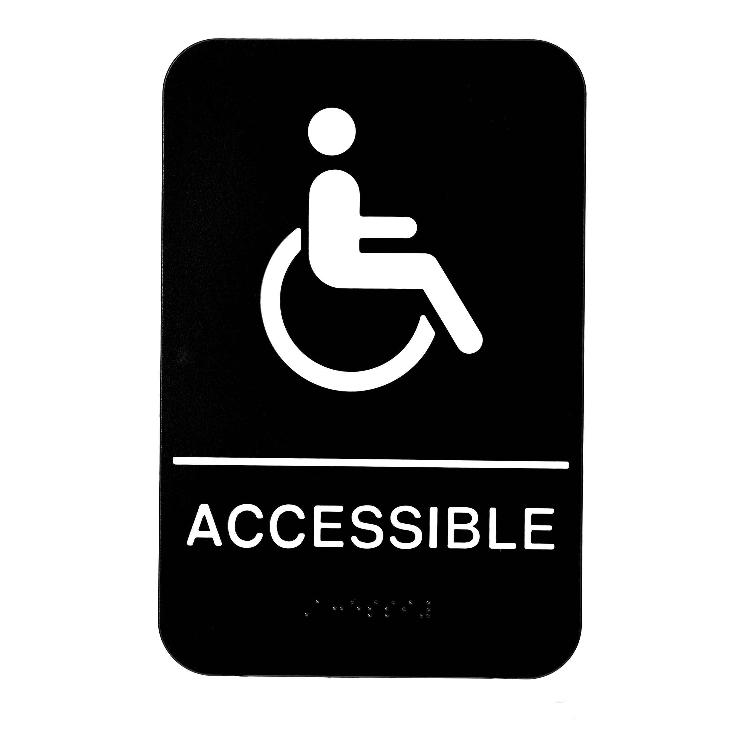 ALPINE INDUSTRIES ADA HANDICAP ACCESSIBLE SIGN WITH BRAILLE, BLACK/WHITE, ADA COMPLIANT, 6?X9?