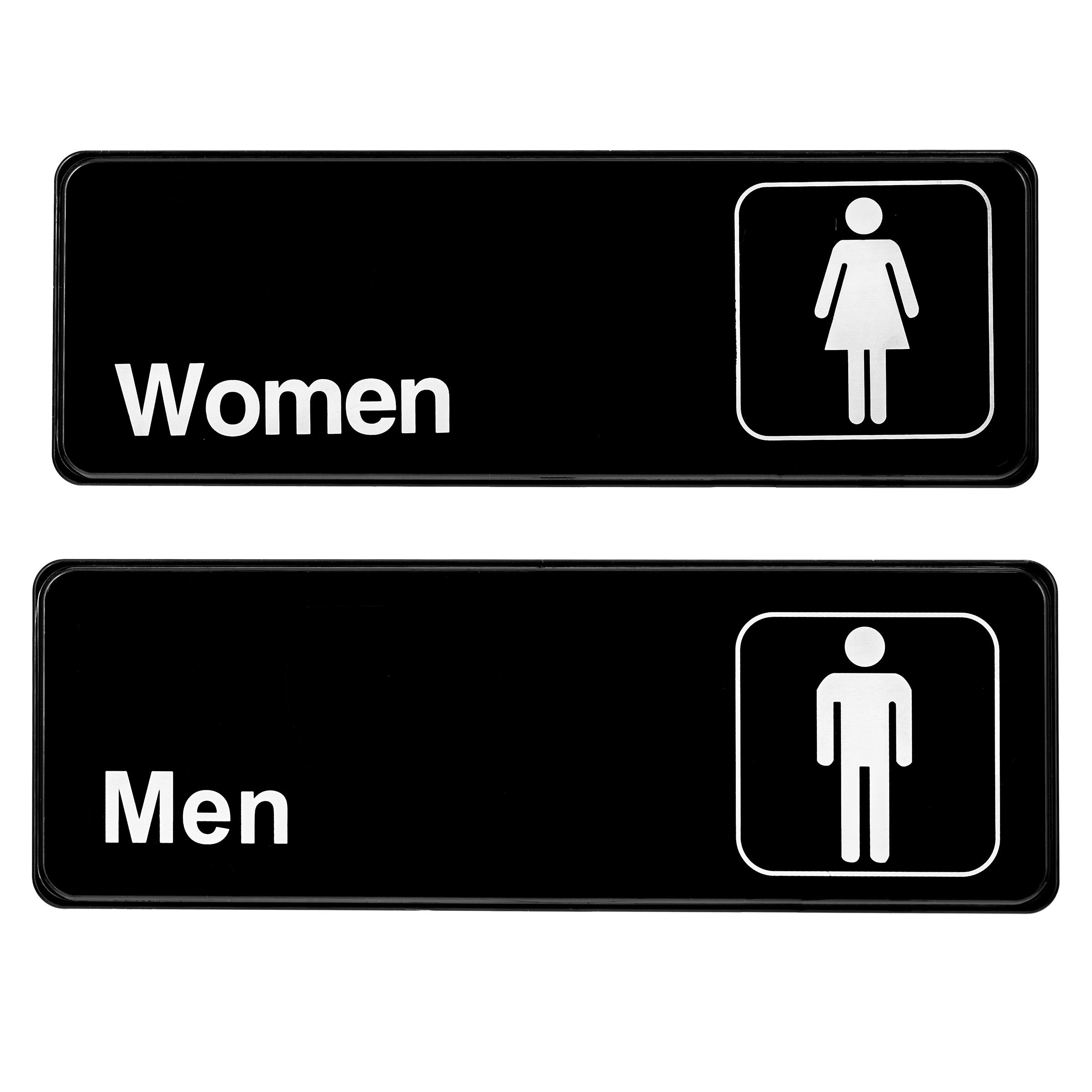 Alpine Industries Men's and Women's Restroom Signs, 3x9, Set of 2