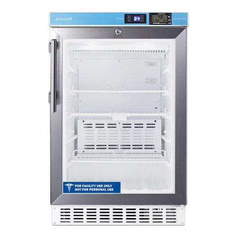 Accucold Outdoor all-refrigerator for built-in use, with digital thermostat, panel-ready door, and black cabinet (Model