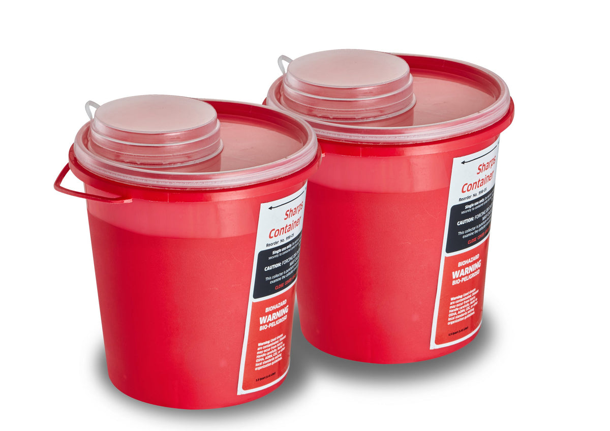 Alpine Sharps Container 5 Quart with Mailbox Style Horizontal Lid – 2 Pack