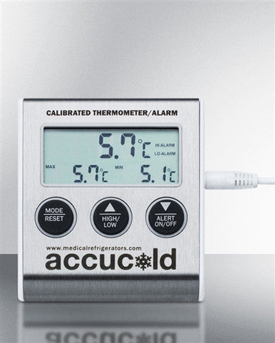 Accucold High/low temperature alarm with NIST calibrated temperature readout factory installed on refrigerator or