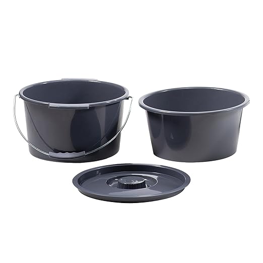Dynarex 10375 Bariatric Bedside Commode Bucket, Splash Guard and Lid