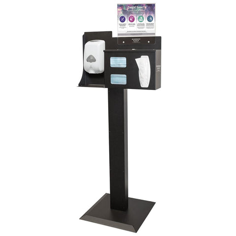 Hygiene Station Locking/Stand/Horz Sign Black Steel