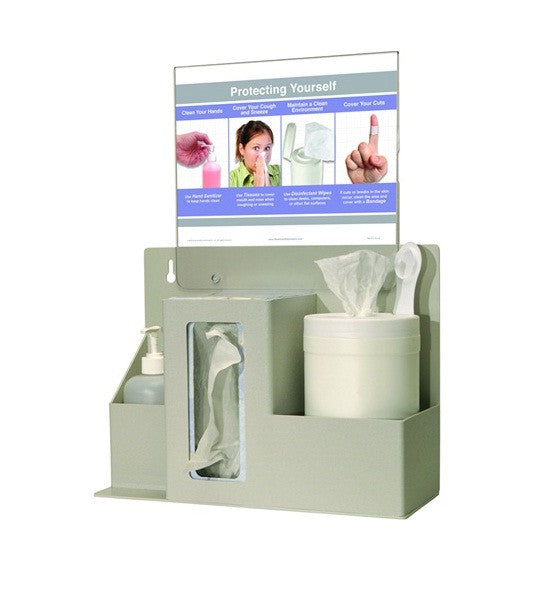 Mask & Tissue Locking Station/Vert Sign Holder Qrtz Bge ABS