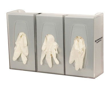 Glove Box Dispenser Triple Divided Extra Long Clear PETG