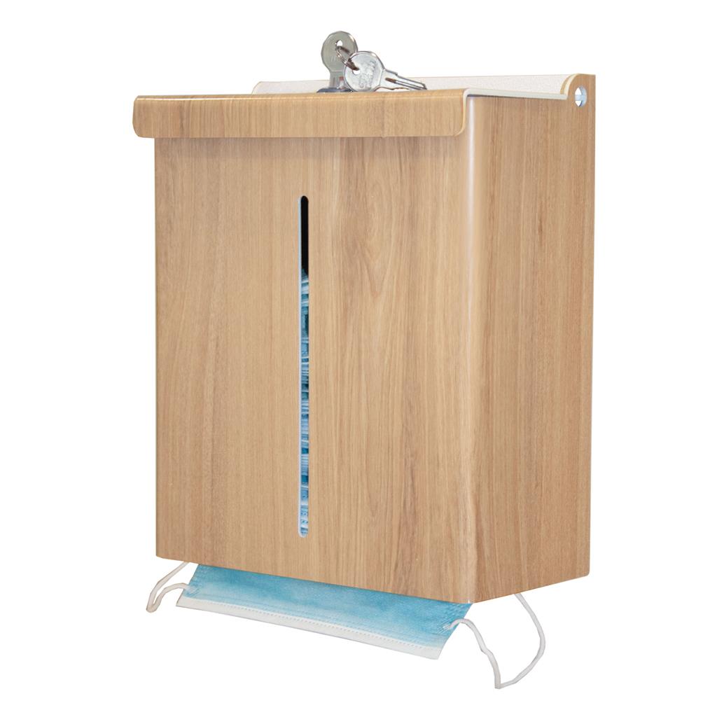 Face Mask Dispenser Earloop/Tie Locking Sm Bulk Maple ABS