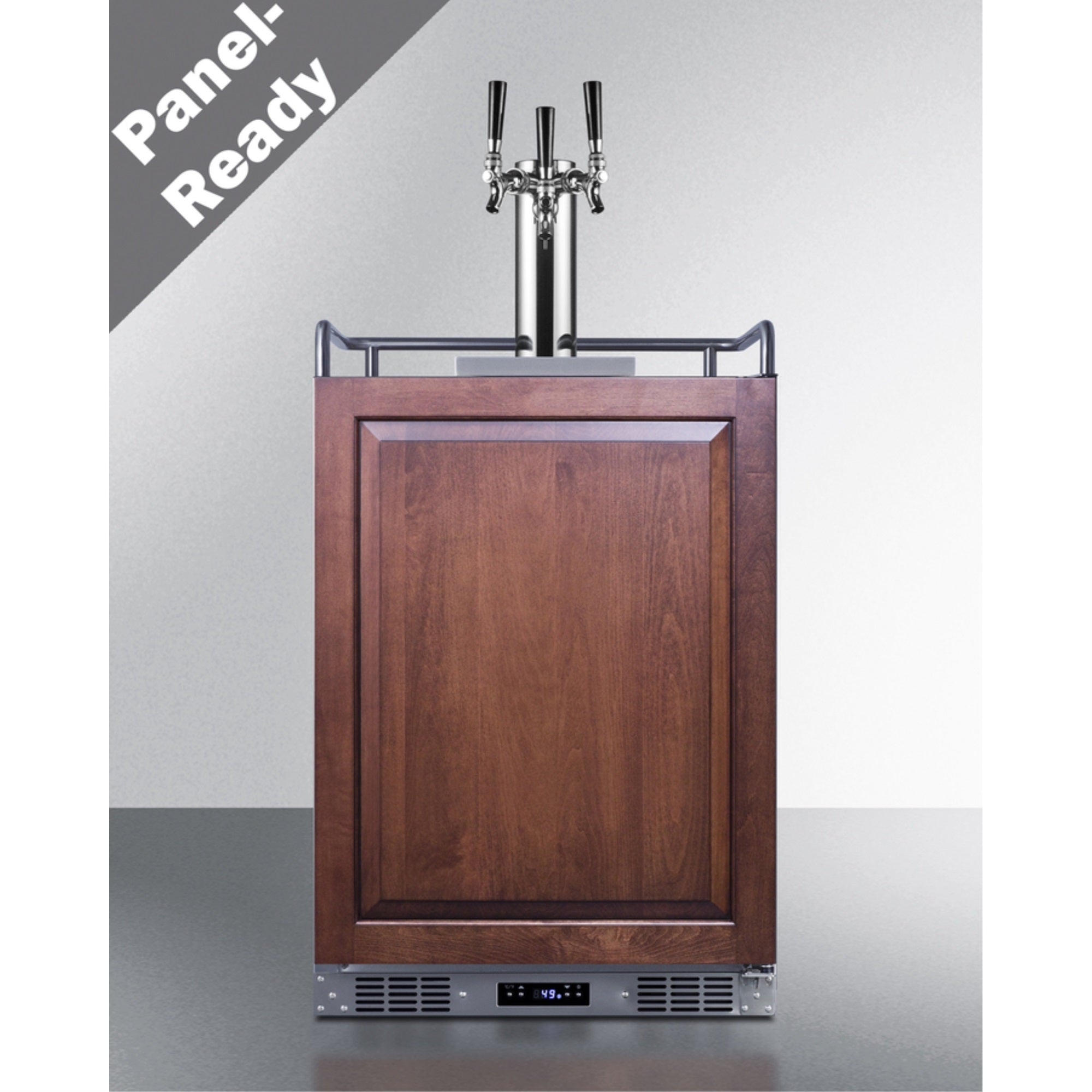 Built-in undercounter triple tap beer kegerator in complete stainless steel with panel-ready door Main image