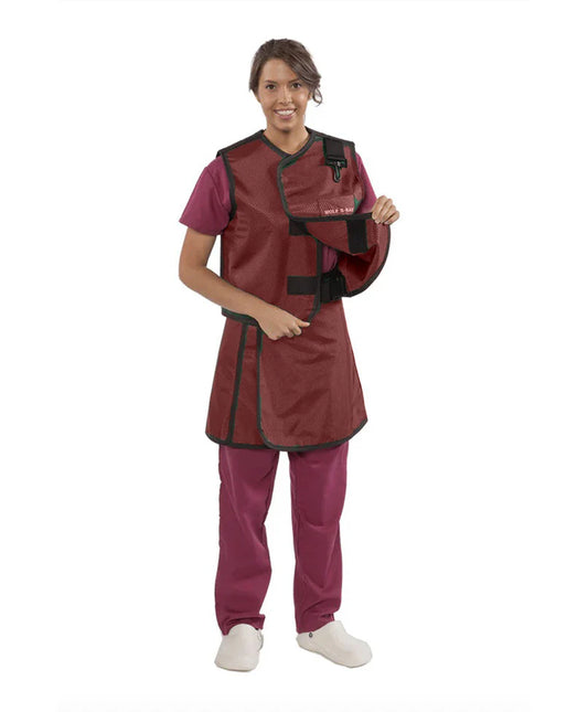 WOMEN'S APRON AND VEST : .5 mm Regular Lead VEST: 23X23 APRON: 21X41-46 Burgundy - Large