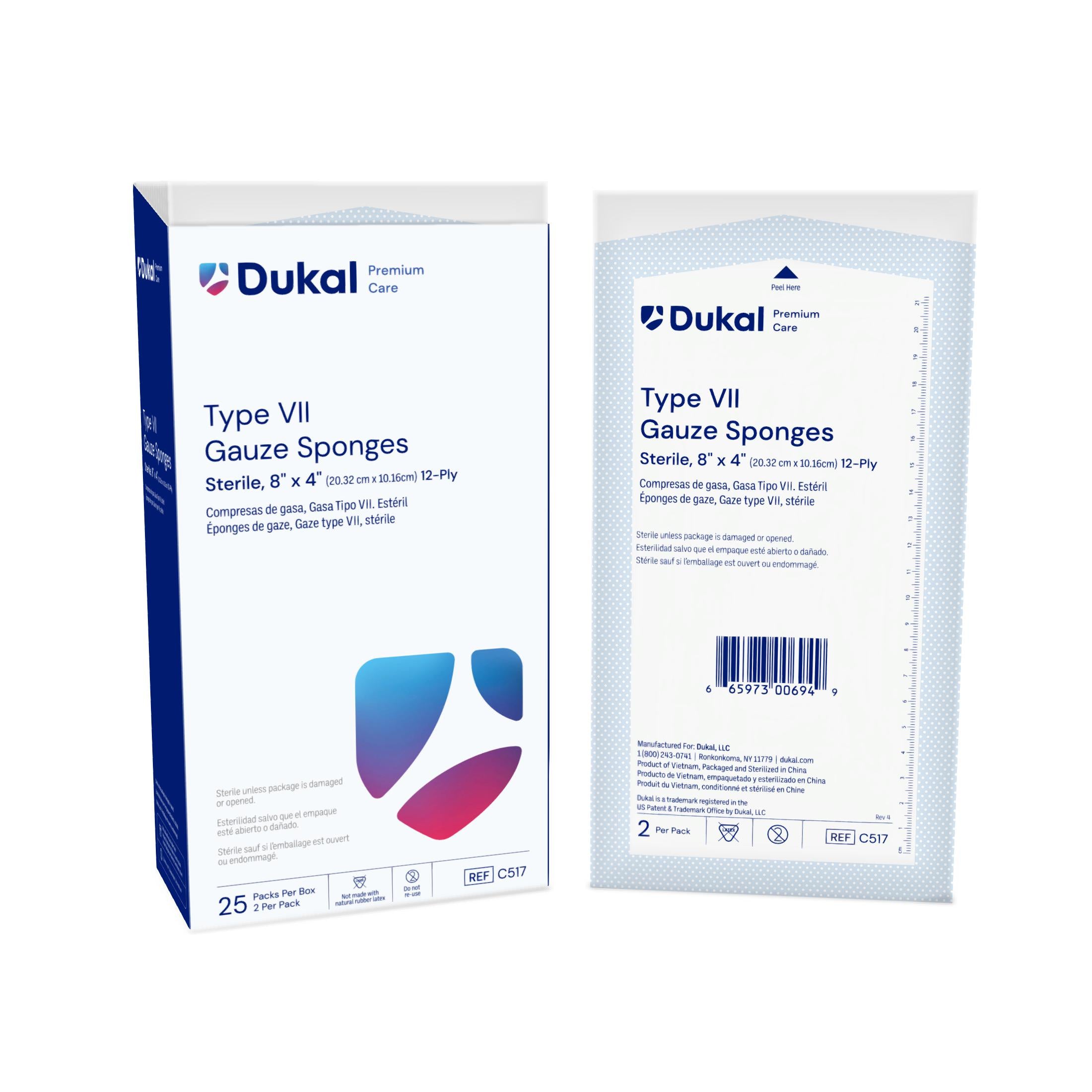 Sterile Type VII Gauze Sponges 8" x 4" 12-Ply - C517 Main image