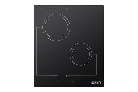 2-burner 18" x 21" 230V radiant cooktop with digital controls and black glass surface